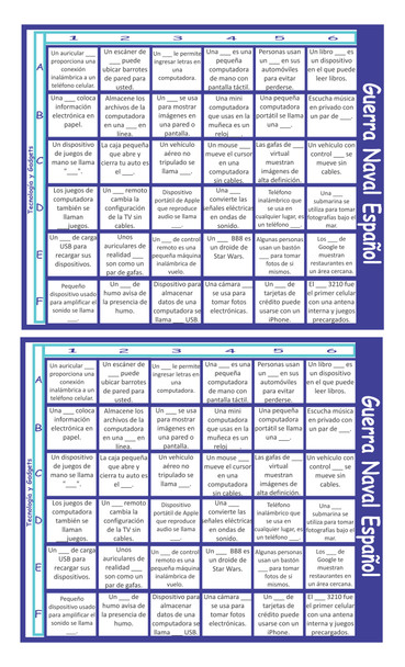 Technology and Gadgets Spanish Legal Size Text Guerra Naval Board Game