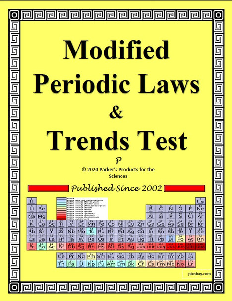 Modified Periodic Laws and Trends Test for Chemistry