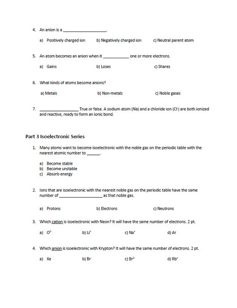 Modified Periodic Laws and Trends Test for Chemistry