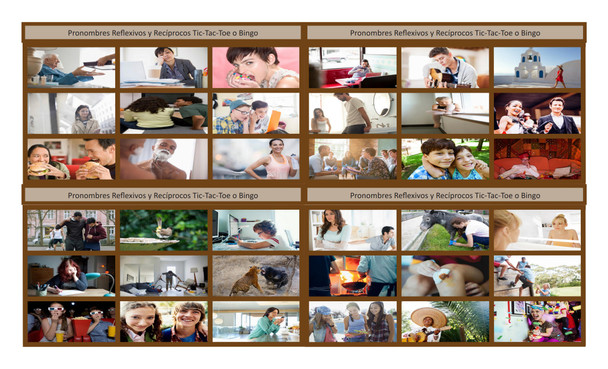 Reflexive and Reciprocal Pronouns Spanish Legal Size Photo Tic-Tac-Toe-Bingo Game