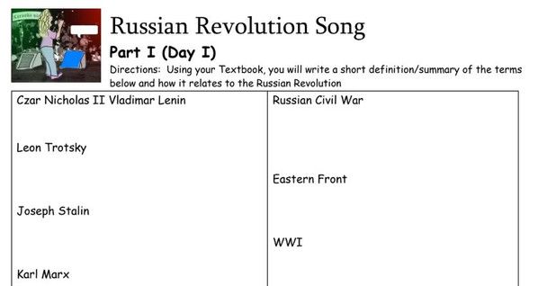 The Russian Revolution - Vocabulary and Song Activity