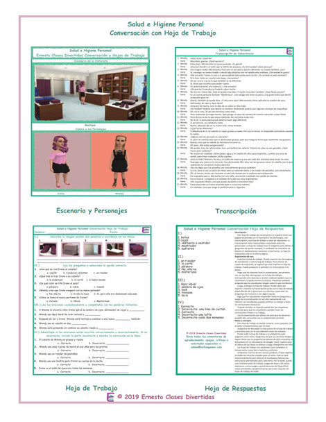 Health and Personal Hygiene Spanish Conversation Worksheet