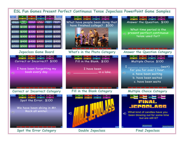 Present Perfect Continuous Tense Jepoclass PowerPoint Game