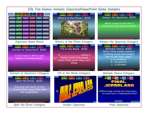 Animals Jeopardy Jepoclass PowerPoint Game