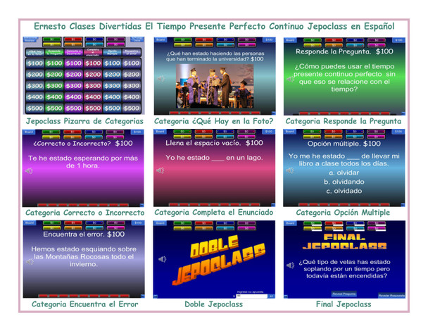 Present Perfect Continuous Tense Spanish Jepoclass PowerPoint Game