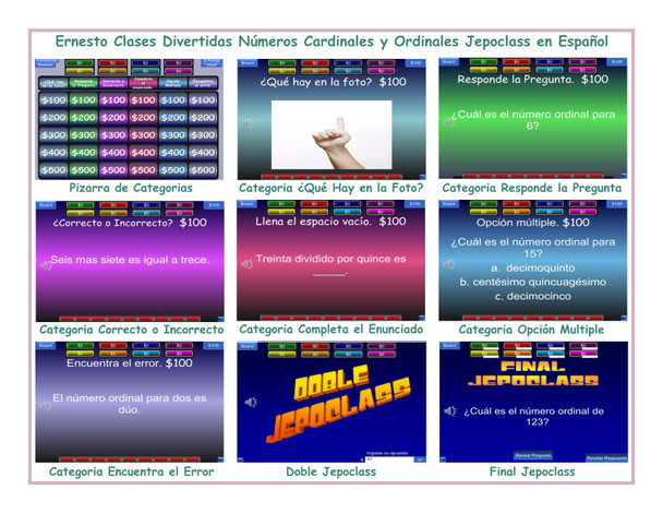 Cardinal and Ordinal Numbers Spanish Jepoclass PowerPoint Game