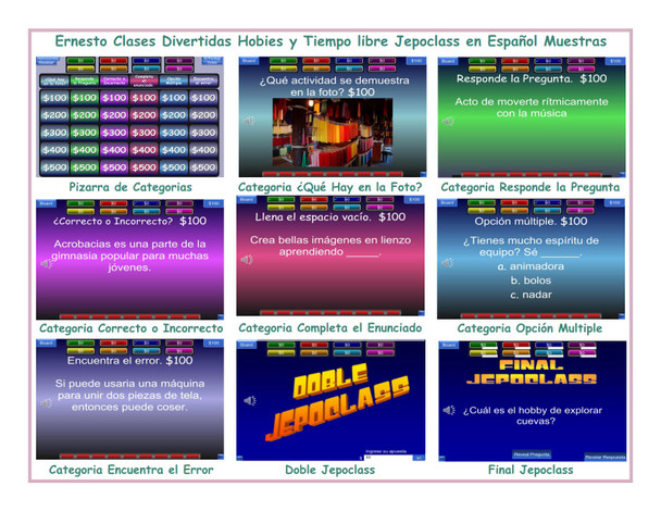 Free Time and Hobbies Spanish Jepoclass PowerPoint Game
