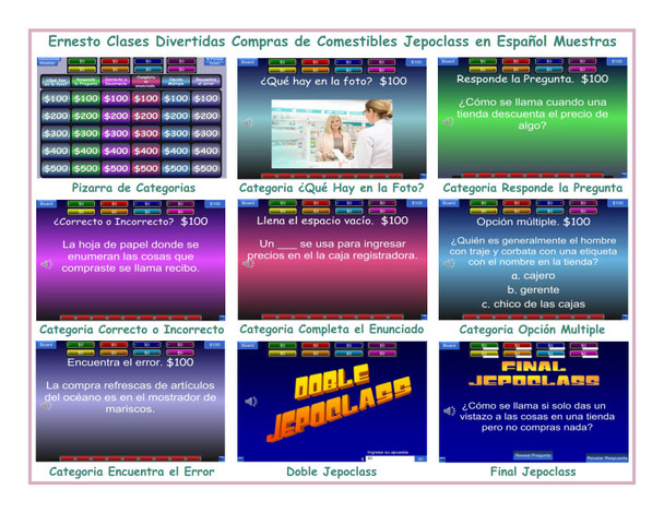 Grocery Shopping Spanish Jepoclass PowerPoint Game