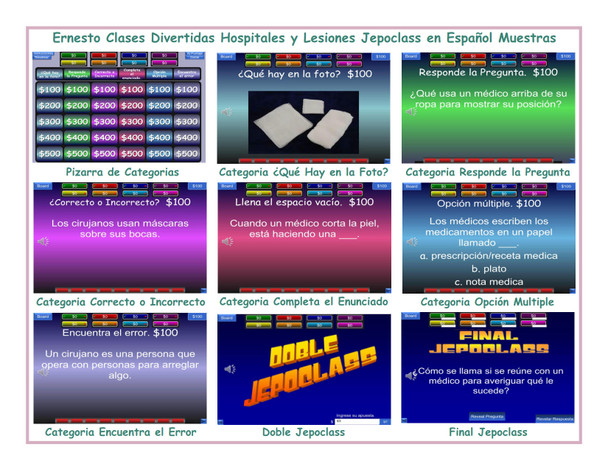 Hospitals and Injuries Spanish Jepoclass PowerPoint Game