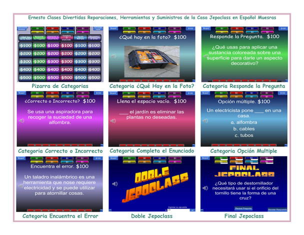 House Repairs, Tools and Supplies Spanish Jepoclass PowerPoint Game