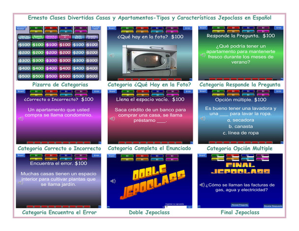 Houses & Apartments-Types and Features Spanish Jepoclass PowerPoint Game