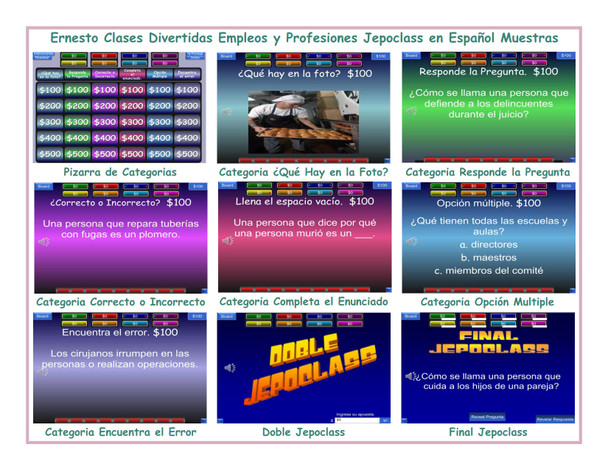 Jobs and Professions Spanish Jepoclass PowerPoint Game