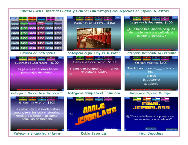 Movie Things and Genres Spanish Jepoclass PowerPoint Game
