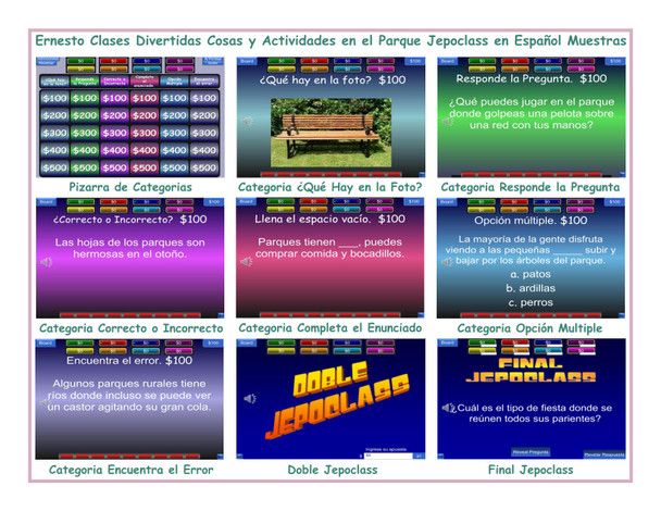 Park Things and Activities Spanish Jepoclass PowerPoint Game