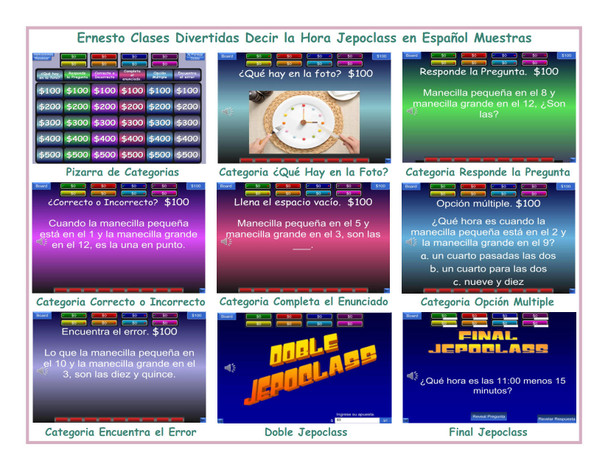 Telling Time Spanish Jepoclass PowerPoint Game