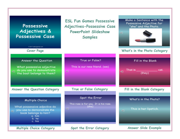 Possessive Adjectives-Possessive Case PowerPoint Slideshow