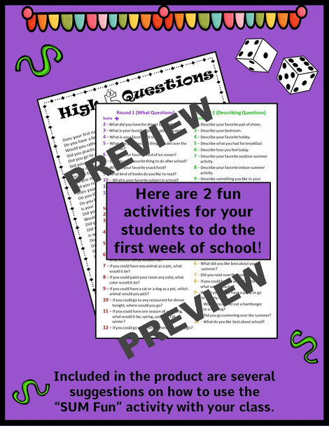 Back to School - Get to Know You Activities - 2nd and 3rd Grade