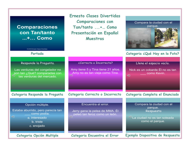 Comparisons with Tan + Adj. + Como Spanish PowerPoint Presentation