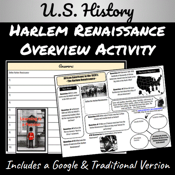 Harlem Renaissance | Life in the 1920's | Overview Activity