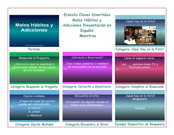 Bad Habits and Addictions Spanish PowerPoint Presentation