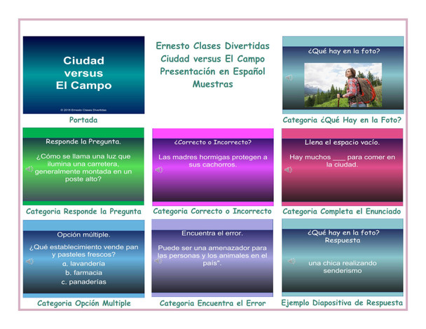 City versus Countryside Spanish PowerPoint Presentation