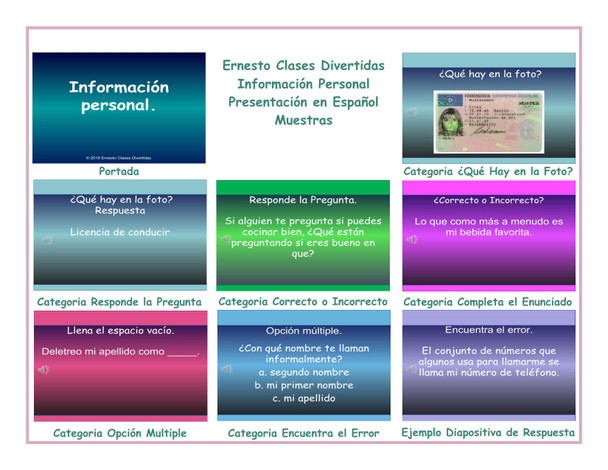 Personal Information Spanish PowerPoint Presentation