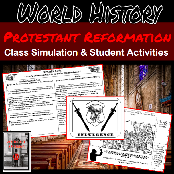 World History | Protestant Reformation | Student Simulation & Activities