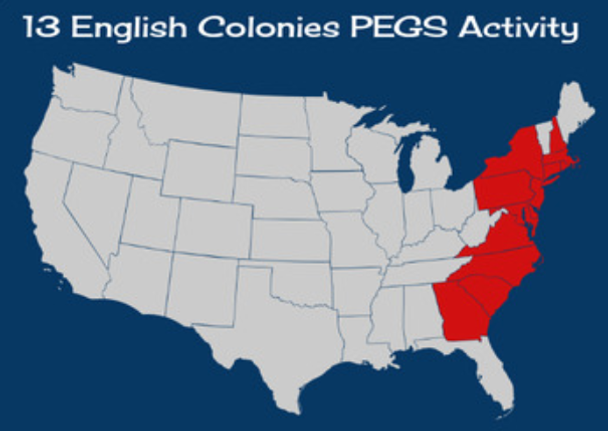 13 English Colonies PEGS Activity