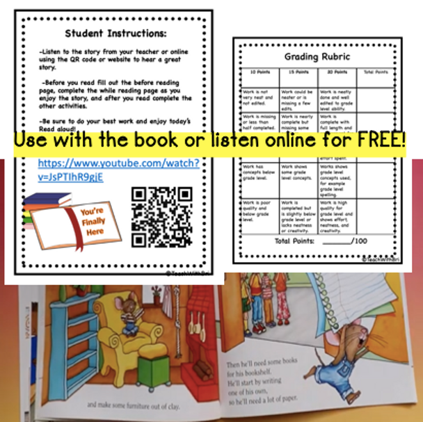 FREEBIE  Virtual Read-A-Loud- If You Take a Mouse to School- Student Reading Activities for Beginning of School Year