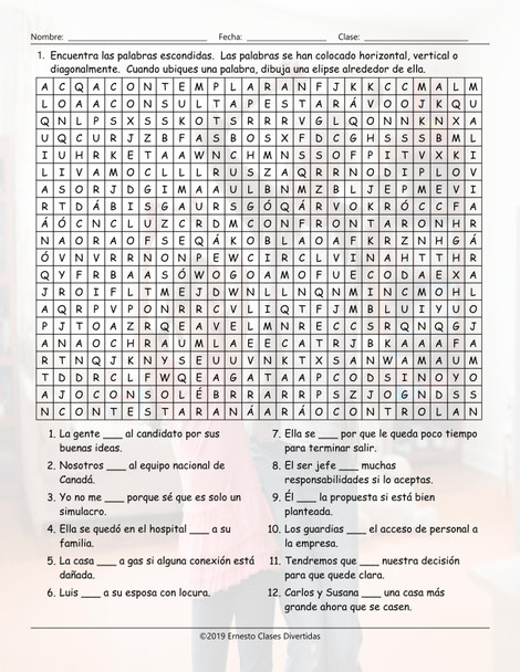 Verbs Start A, B, C End AR 3 Spanish Word Search Worksheet