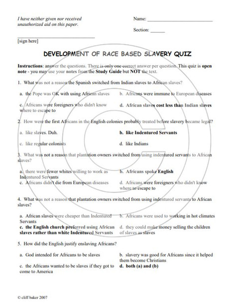 The Development of Race Based Slavery/The Middle Passage unit, including text