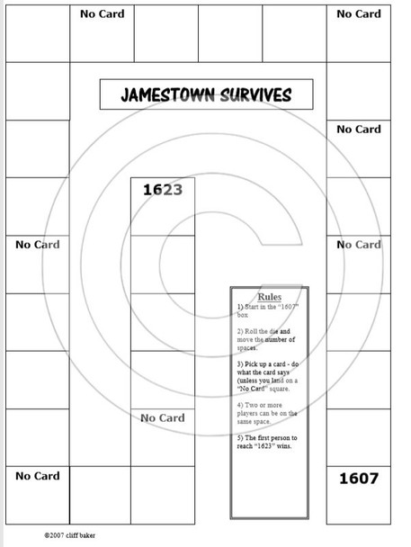 Jamestown Survives board game