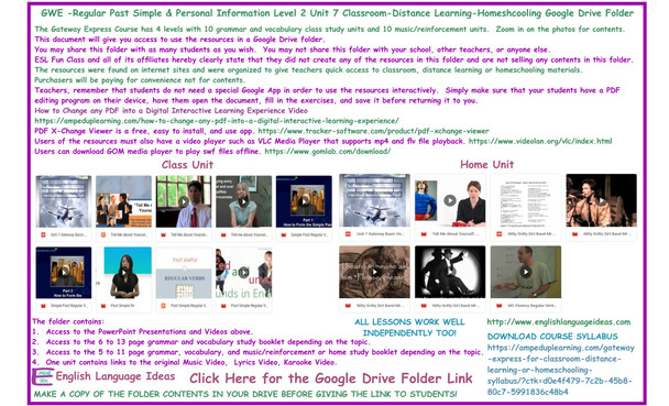Gateway Study Bundle Regular Past Simple & Personal Information for Distance Learning or Homeschooling Google Drive Folder Link