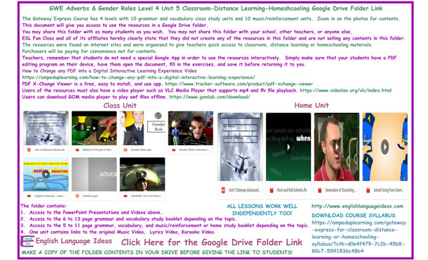 Gateway Study Bundle Adverbs & Gender Roles for Distance Learning or Homeschooling Google Drive Folder Link
