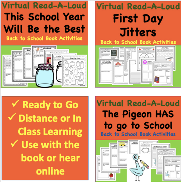 Discount Bundle- Virtual Back to School Read-A-Louds-Student Reading Activities for Beginning of School Year