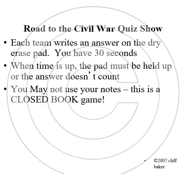 Road to the Civil War Quiz Show