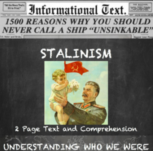 Stalinism Informational Text Worksheet