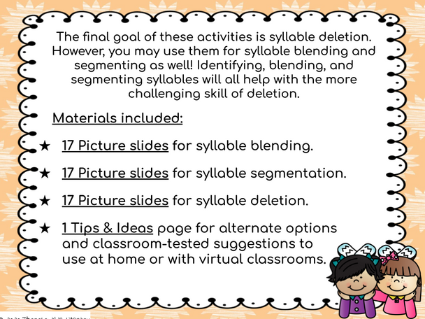 Distance Learning Phonological Awareness Three Syllable Words