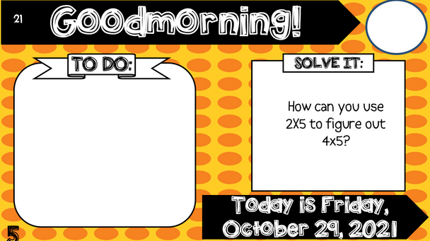 October Editable Morning Message (3rd Grade)-Math Solve It's