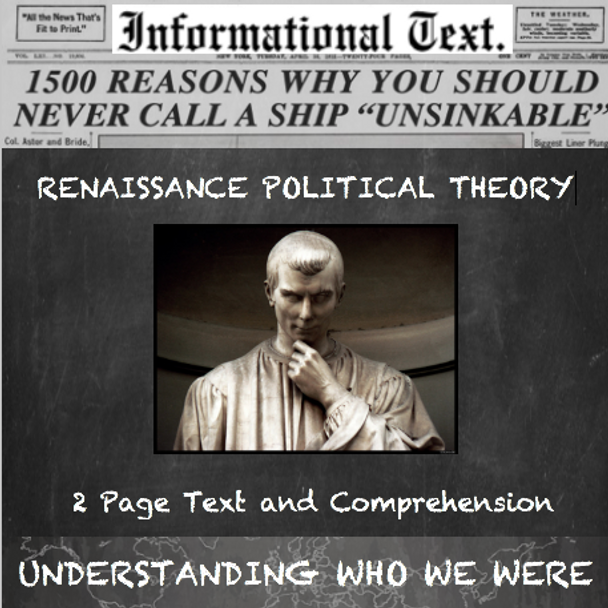 Renaissance Governmental Philosophies Informational Text Worksheet