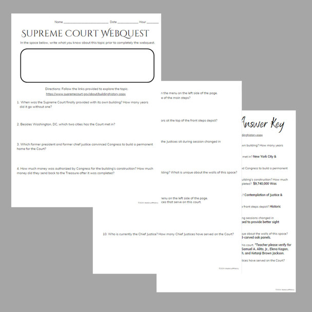 Supreme Court WebQuest