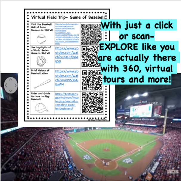 Virtual Field Trip to the Baseball Stadium- History and About the Game- Distance PE Lesson