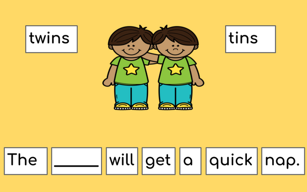 Students will read decodable sentences and choose the correct word to complete the sentence. 