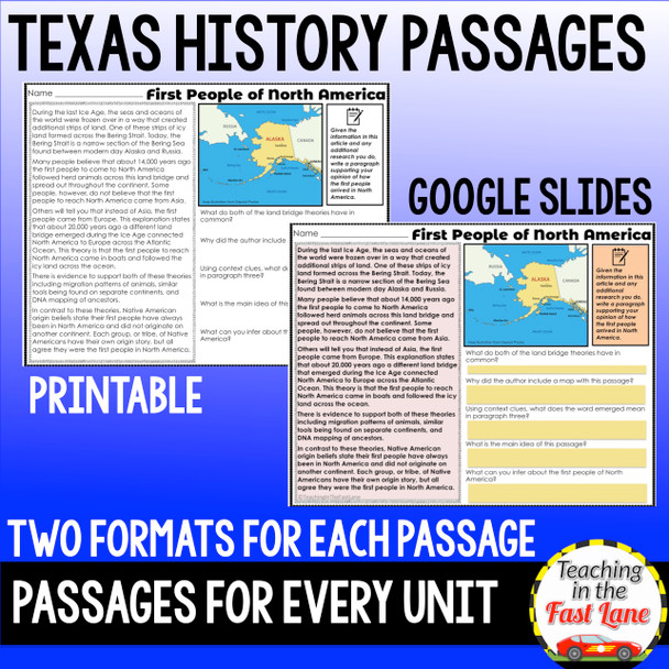 Texas History Passages Growing Bundle {Printable and Digital} Distance Learning