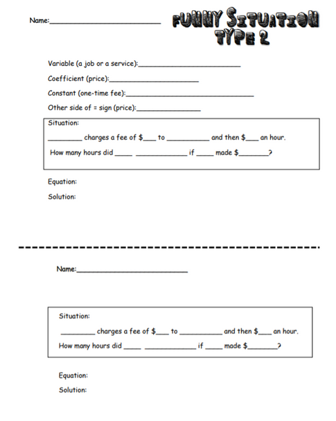 Writing y=mx+b Equations from Real World Situations