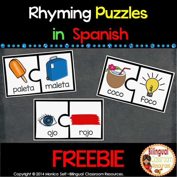 Free Rhyming Puzzles In Spanish-Rompecabezas de rimas ¡GRATIS!