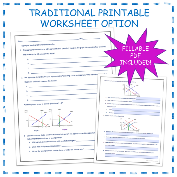 Aggregate Supply and Demand Worksheet Distance Learning Google Slides