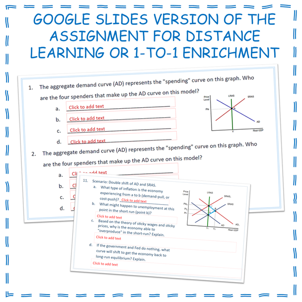 Aggregate Supply and Demand Worksheet Distance Learning Google Slides