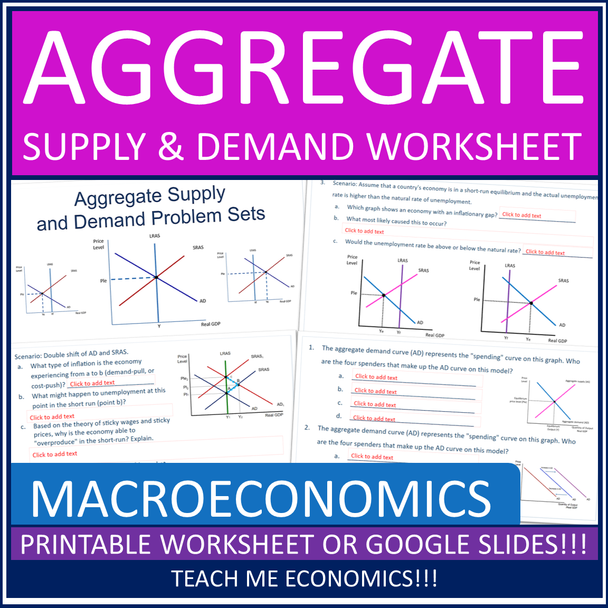 Aggregate Supply and Demand Worksheet Distance Learning Google Slides