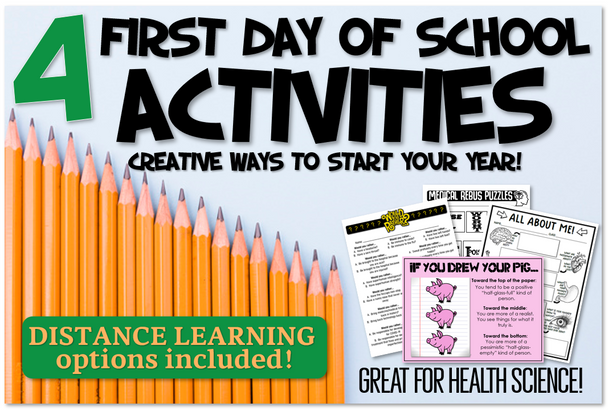 4 First Day Activities!- Digital Versions Included! Great for Health Science!